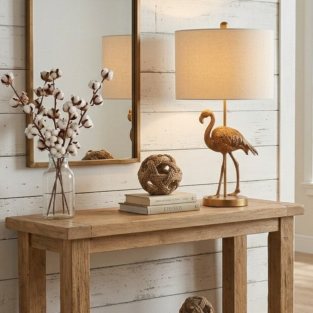26" Matte Gold Flamingo Resin Table Lamp