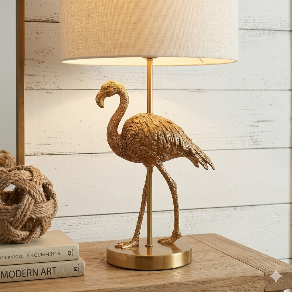 26" Matte Gold Flamingo Resin Table Lamp