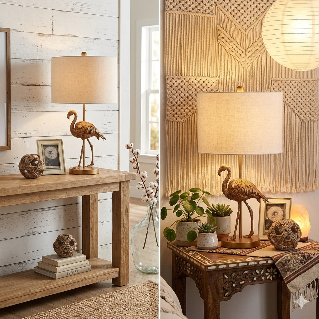 26" Matte Gold Flamingo Resin Table Lamp