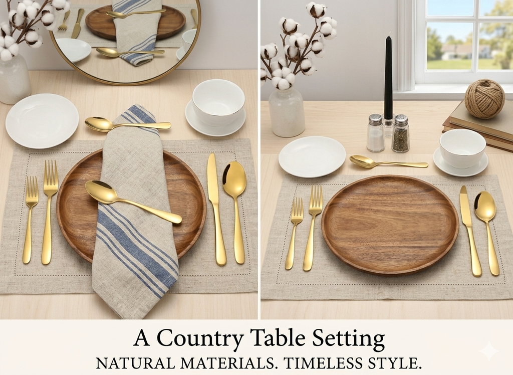 30/60-Piece Brushed Gold Stainless Steel Flatware Set